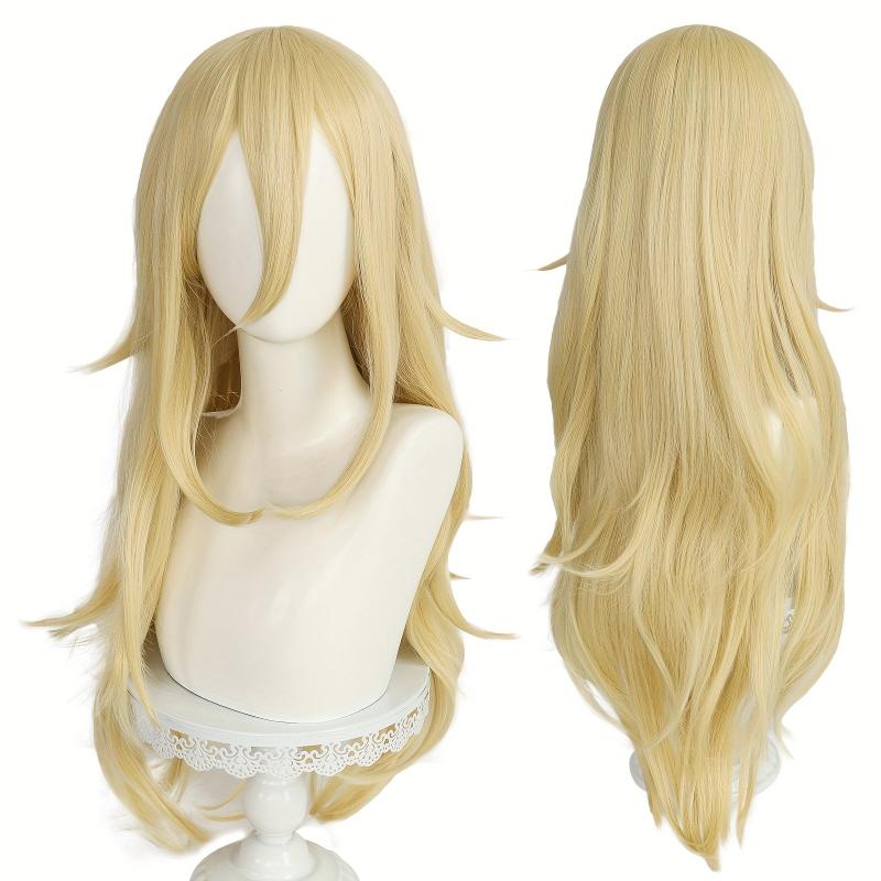 Long Blonde Anime Cosplay Wig with Bangs