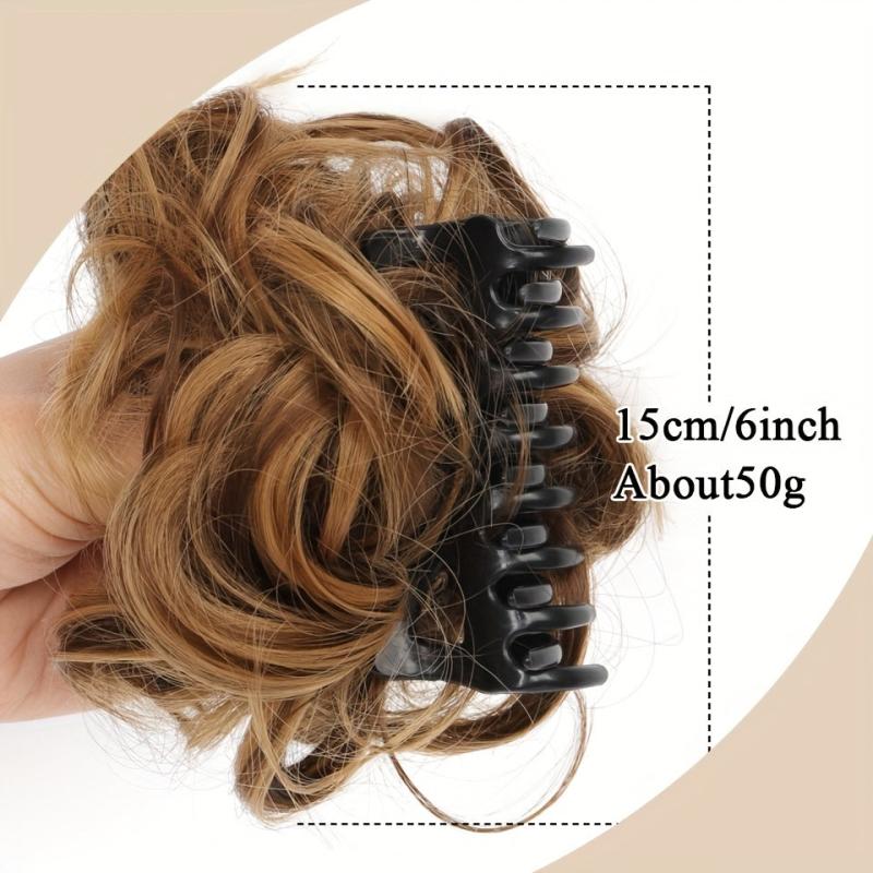 Curly Hair Bun Clip Claw Synthetic Ponytail Extensions Messy Chignon
