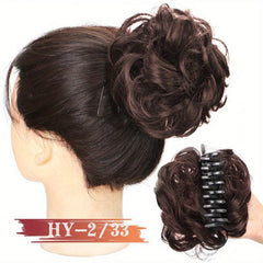 Curly Hair Bun Clip Claw Synthetic Ponytail Extensions Messy Chignon