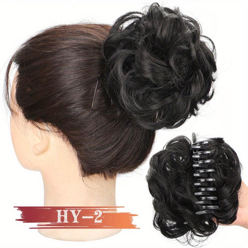 Curly Hair Bun Clip Claw Synthetic Ponytail Extensions Messy Chignon