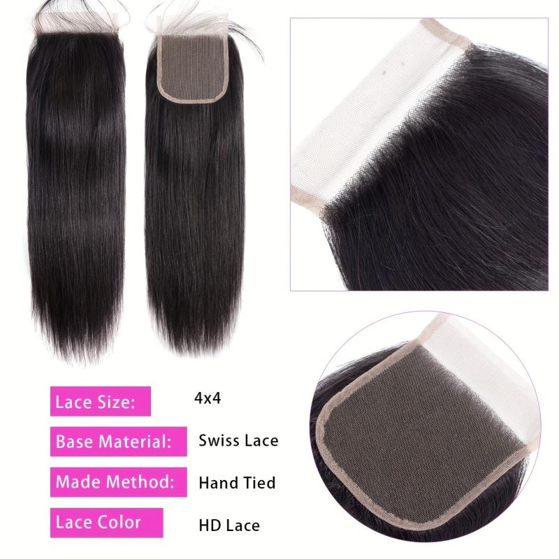 Brazilian Virgin Human Hair Lace Front Closure 4x4 Natural 25-56 cm