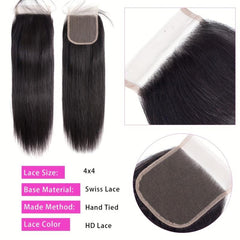 Brazilian Virgin Human Hair Lace Front Closure 4x4 Natural 25-56 cm