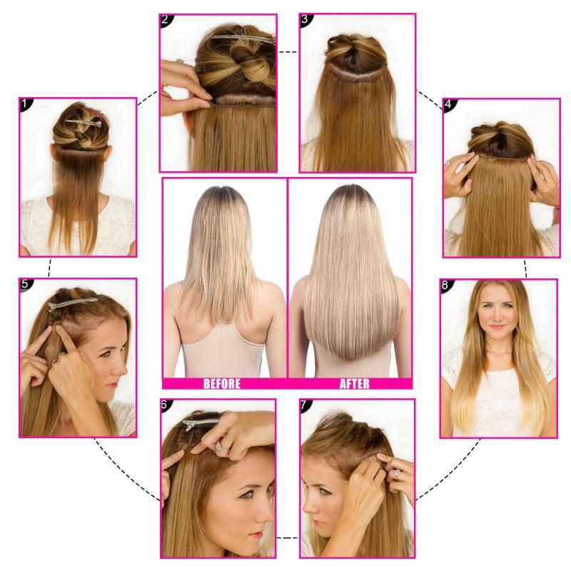 Straight Clip In Hair Extensions 60 96 Cm 7 Pieces Set Hairpieces