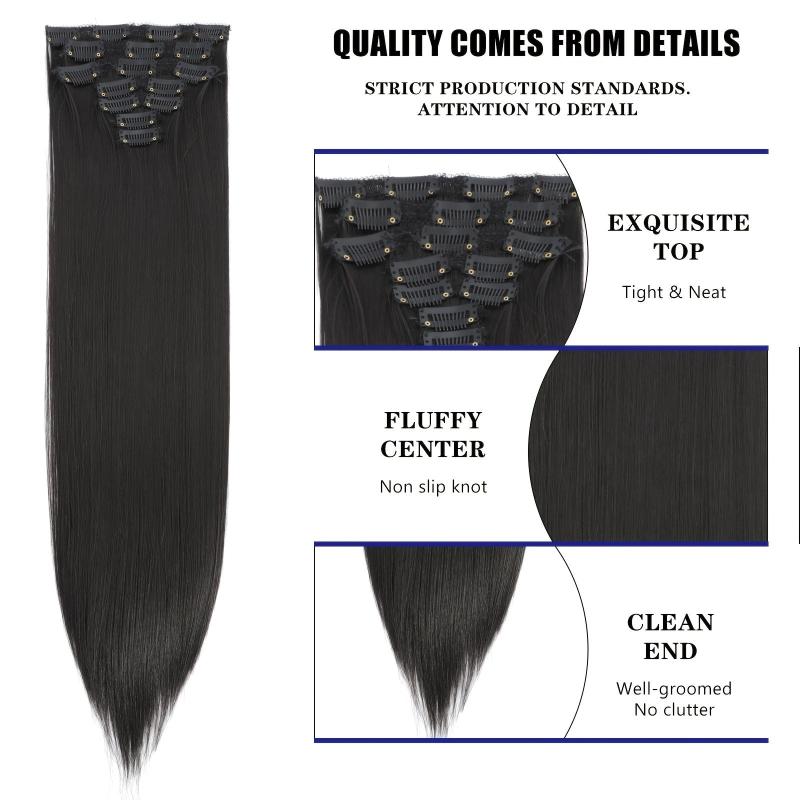 Straight Clip In Hair Extensions 60 96 Cm 7 Pieces Set Hairpieces