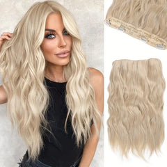 Long Wavy Hair Extensions Transparent Wire Synthetic Hair Adjustable Size