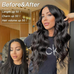 Long Wavy Hair Extensions Transparent Wire Synthetic Hair Adjustable Size