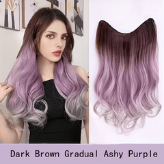 Highlighted Long Curly Hair Extensions Gradient Body Wave V Shaped Hairpiece