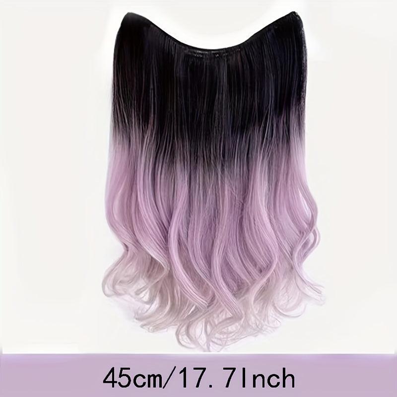 Highlighted Long Curly Hair Extensions Gradient Body Wave V Shaped Hairpiece