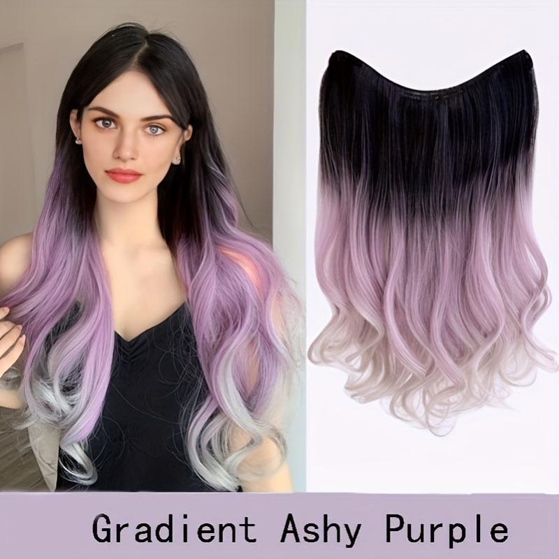 Highlighted Long Curly Hair Extensions Gradient Body Wave V Shaped Hairpiece