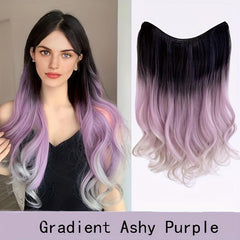 Highlighted Long Curly Hair Extensions Gradient Body Wave V Shaped Hairpiece