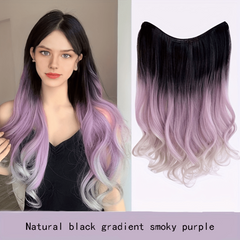 Highlighted Long Curly Hair Extensions Gradient Body Wave V Shaped Hairpiece