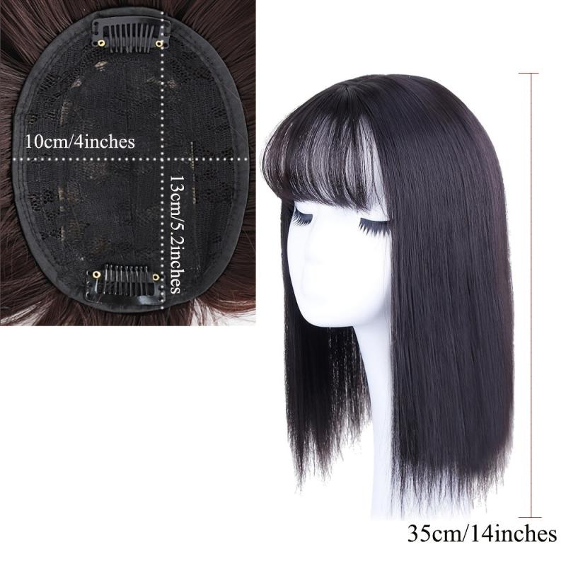 Natural-Looking Synthetic Hair Toppers With Bangs Clip-In Hair Pieces for Women