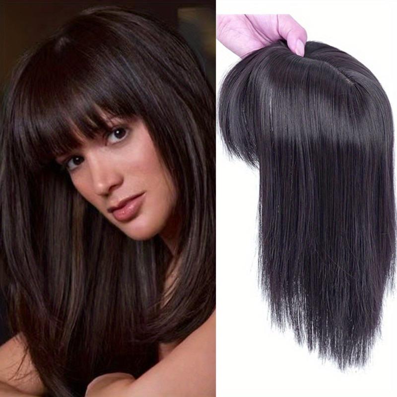 Natural-Looking Synthetic Hair Toppers With Bangs Clip-In Hair Pieces for Women