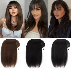 Natural-Looking Synthetic Hair Toppers With Bangs Clip-In Hair Pieces for Women