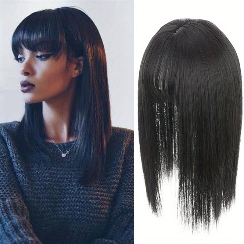 Natural-Looking Synthetic Hair Toppers With Bangs Clip-In Hair Pieces for Women