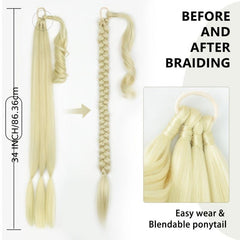 Long Synthetic Ponytail Extensions Straight Hair Wrap Around Hair Extensions
