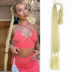 Long Synthetic Ponytail Extensions Straight Hair Wrap Around Hair Extensions