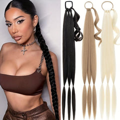 Long Synthetic Ponytail Extensions Straight Hair Wrap Around Hair Extensions