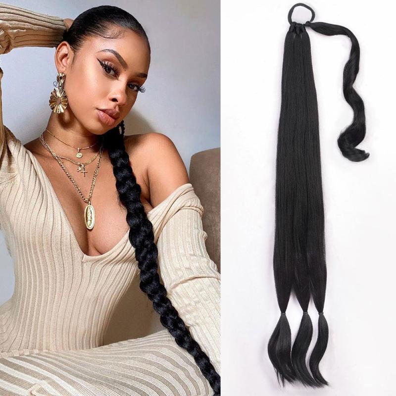 Long Synthetic Ponytail Extensions Straight Hair Wrap Around Hair Extensions