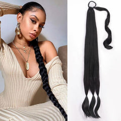 Long Synthetic Ponytail Extensions Straight Hair Wrap Around Hair Extensions