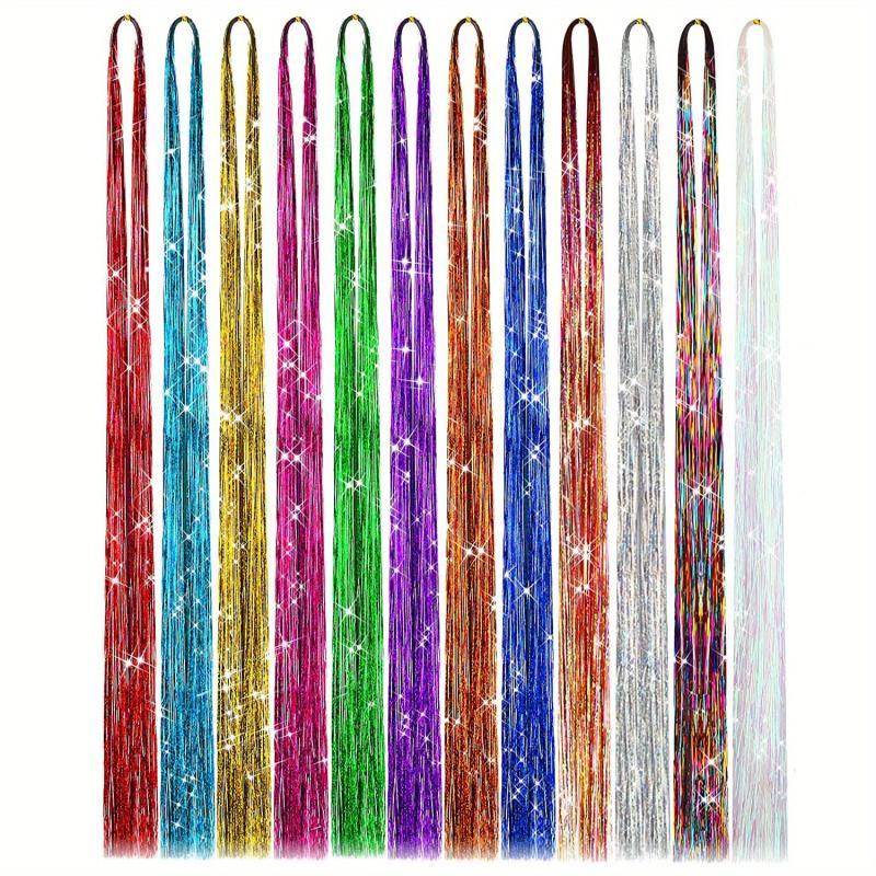 Hair Tinsel Kit With Tool Tinsel Hair Extensions 12 Colors Fairy Hair Tinsel