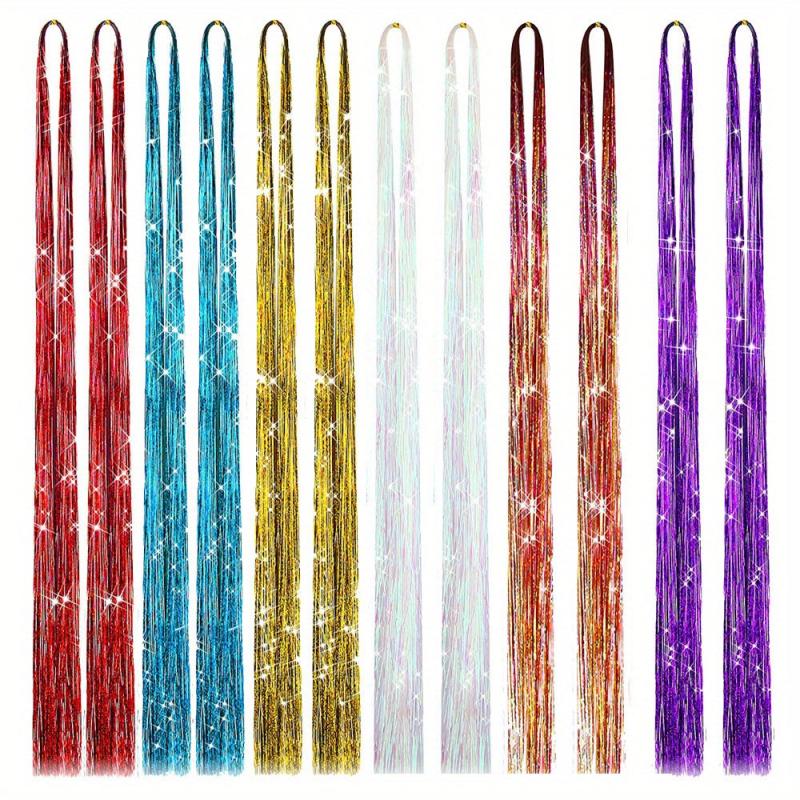 Hair Tinsel Kit With Tool Tinsel Hair Extensions 12 Colors Fairy Hair Tinsel
