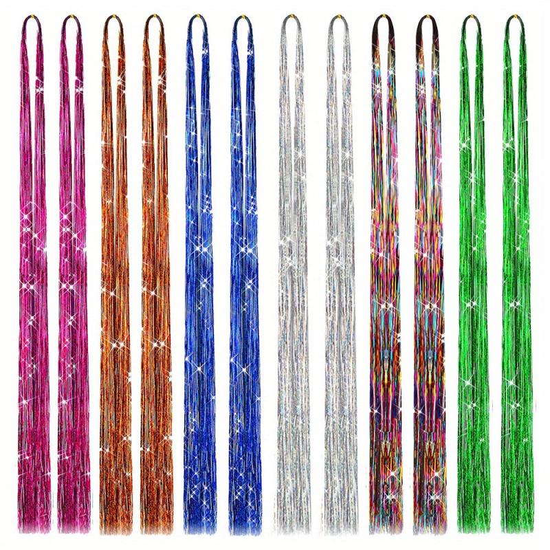 Hair Tinsel Kit With Tool Tinsel Hair Extensions 12 Colors Fairy Hair Tinsel