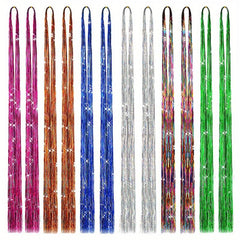 Hair Tinsel Kit With Tool Tinsel Hair Extensions 12 Colors Fairy Hair Tinsel