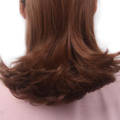 Dark Brown Red Drawstring Ponytail Extension Curly Synthetic Hairpiece