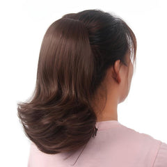 Dark Brown Red Drawstring Ponytail Extension Curly Synthetic Hairpiece
