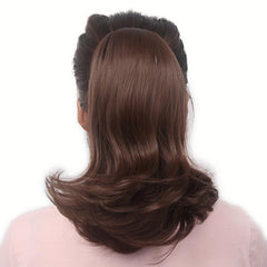 Dark Brown Red Drawstring Ponytail Extension Curly Synthetic Hairpiece