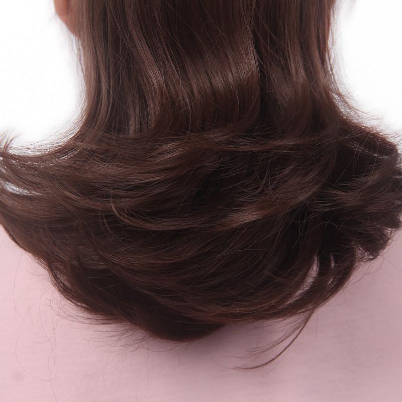Dark Brown Red Drawstring Ponytail Extension Curly Synthetic Hairpiece