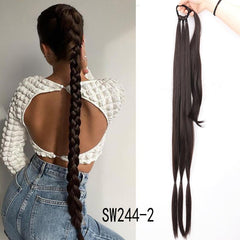 Synthetic Braided Ponytail Extensions Long Rubber Band Hairpiece