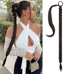 Synthetic Braided Ponytail Extensions Long Rubber Band Hairpiece