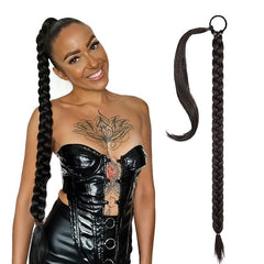 Synthetic Braided Ponytail Extensions Long Rubber Band Hairpiece