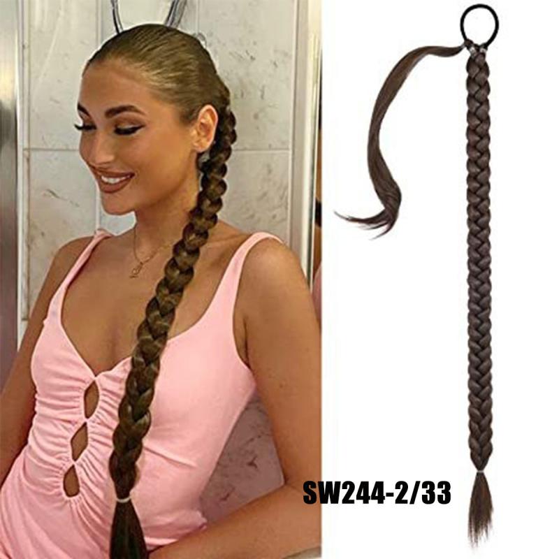 Synthetic Braided Ponytail Extensions Long Rubber Band Hairpiece