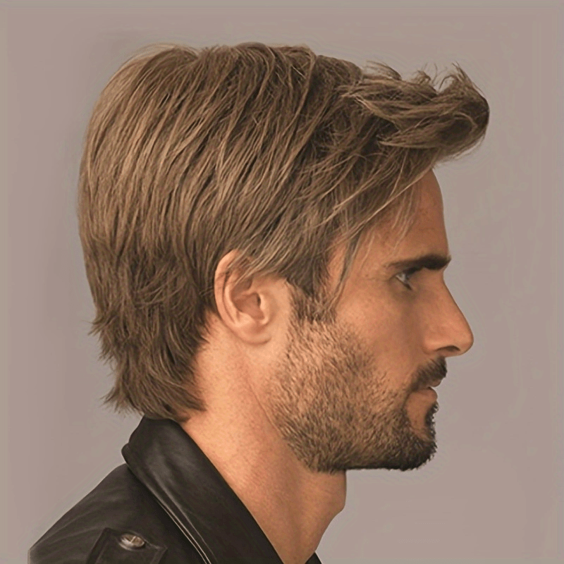 Short Straight Hair Wigs Men's Synthetic Hair Replacement Wigs