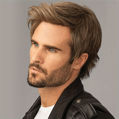 Short Straight Hair Wigs Men's Synthetic Hair Replacement Wigs