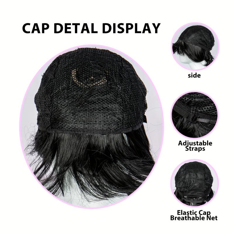 Costume Black Long Wig With Bangs 2 Ponytails Synthetic Wig