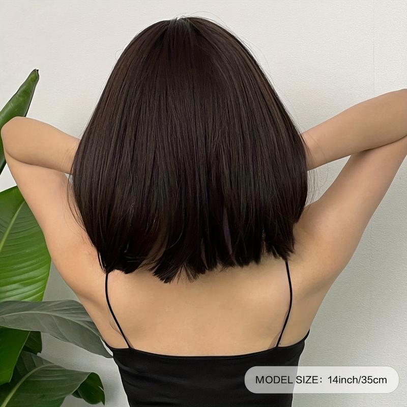 35 56 Cm Straight Hair Wig Bangs Synthetic Fiber Women's Hair Replacement Wigs