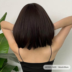 35 56 Cm Straight Hair Wig Bangs Synthetic Fiber Women's Hair Replacement Wigs