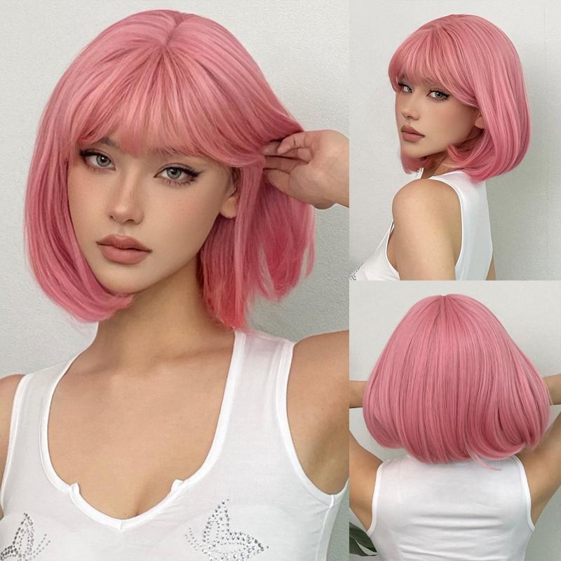 35 56 Cm Straight Hair Wig Bangs Synthetic Fiber Women's Hair Replacement Wigs