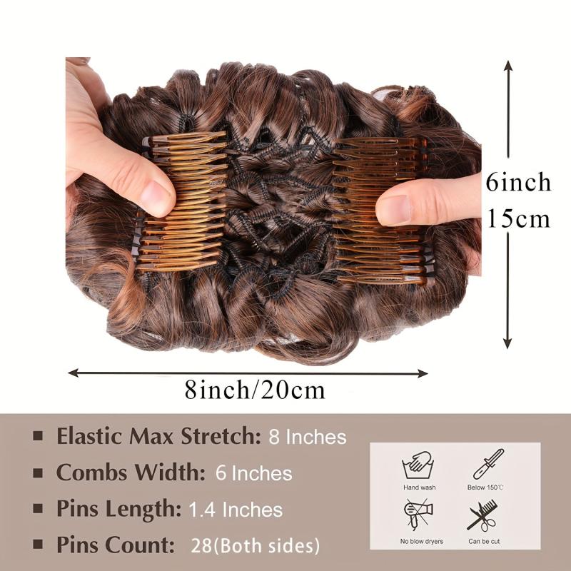 Donut Hair Buns Updo Chignon with Comb Clip-In Extensions