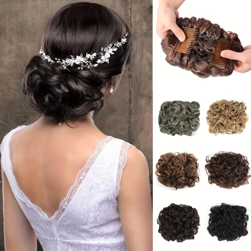 Donut Hair Buns Updo Chignon with Comb Clip-In Extensions