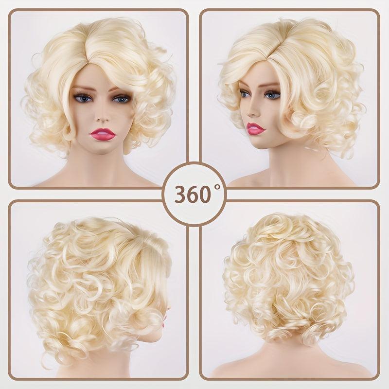 Blonde Curly Short Cosplay Wig Synthetic High Temperature Fluffy Wigs 613