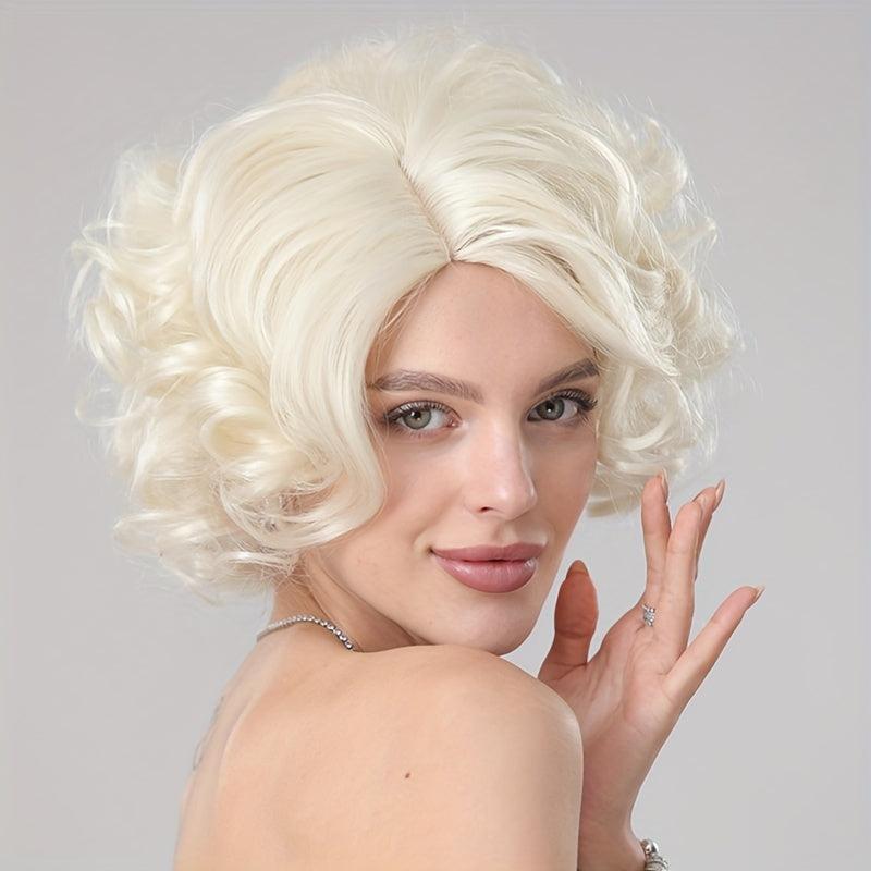 Blonde Curly Short Cosplay Wig Synthetic High Temperature Fluffy Wigs 613