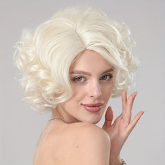 Blonde Curly Short Cosplay Wig Synthetic High Temperature Fluffy Wigs 613