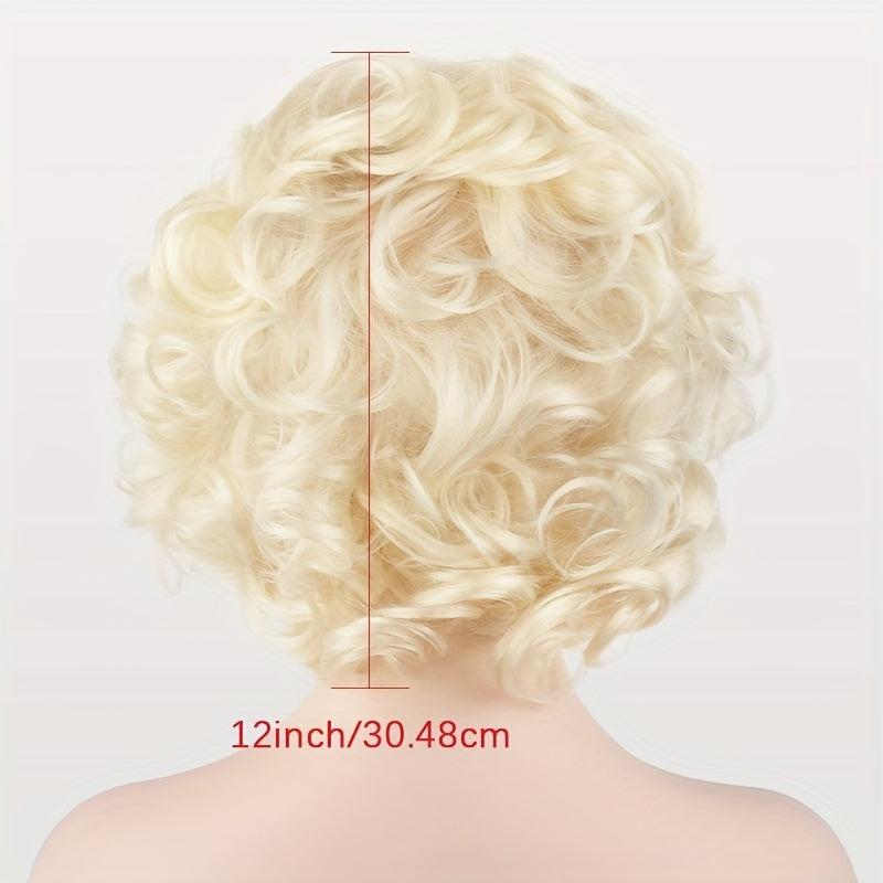 Blonde Curly Short Cosplay Wig Synthetic High Temperature Fluffy Wigs 613