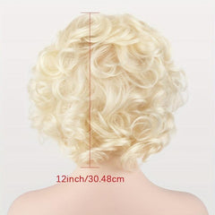 Blonde Curly Short Cosplay Wig Synthetic High Temperature Fluffy Wigs 613