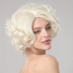 Blonde Curly Short Cosplay Wig Synthetic High Temperature Fluffy Wigs 613